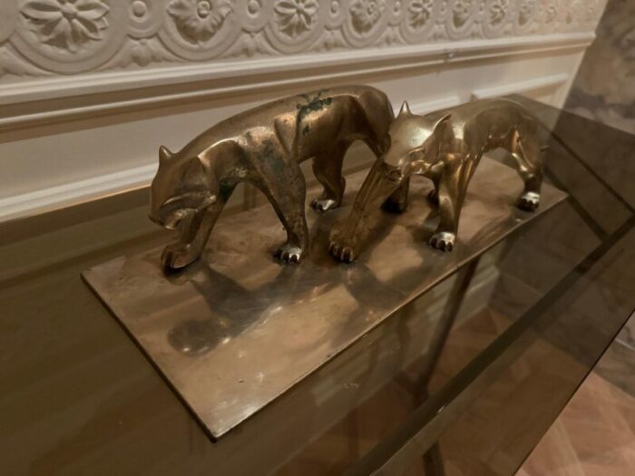 art deco panther sculpture in brass 4