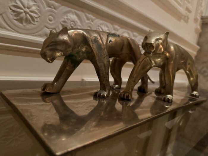 art deco panther sculpture in brass 7