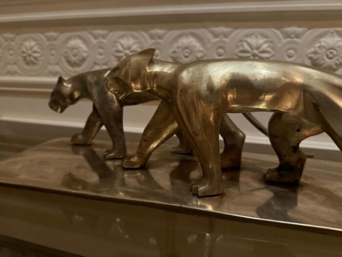 art deco panther sculpture in brass 8