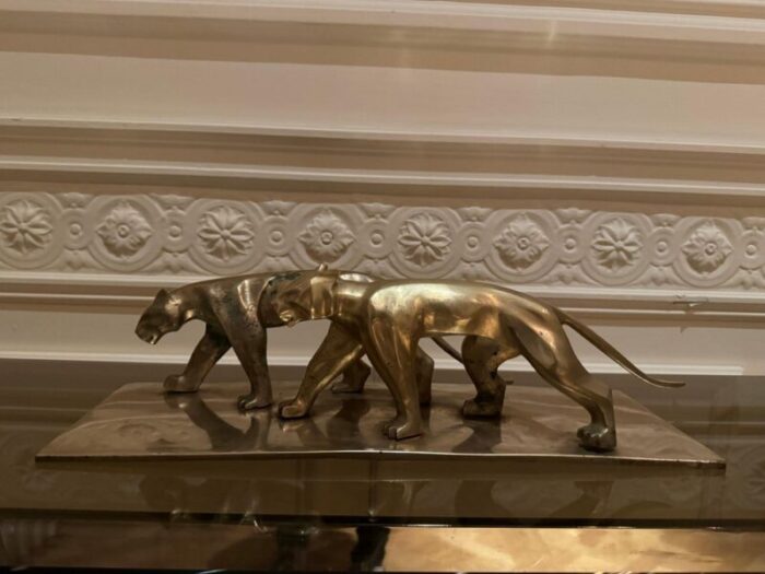 art deco panther sculpture in brass 9