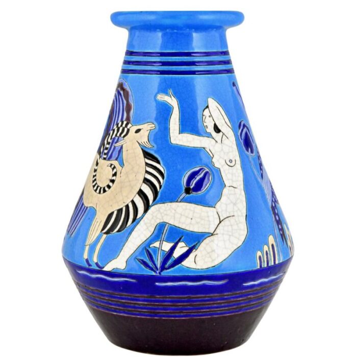 art deco vase with bathing nudes to bathers primavera longwy 1925 1