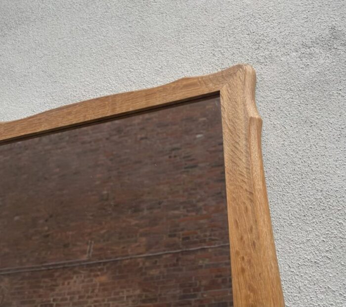 art deco wall mirror with sculptural oak frame 1940s 3