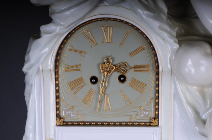 art nouveau mantel clock with enamel and soft painting 1902 17