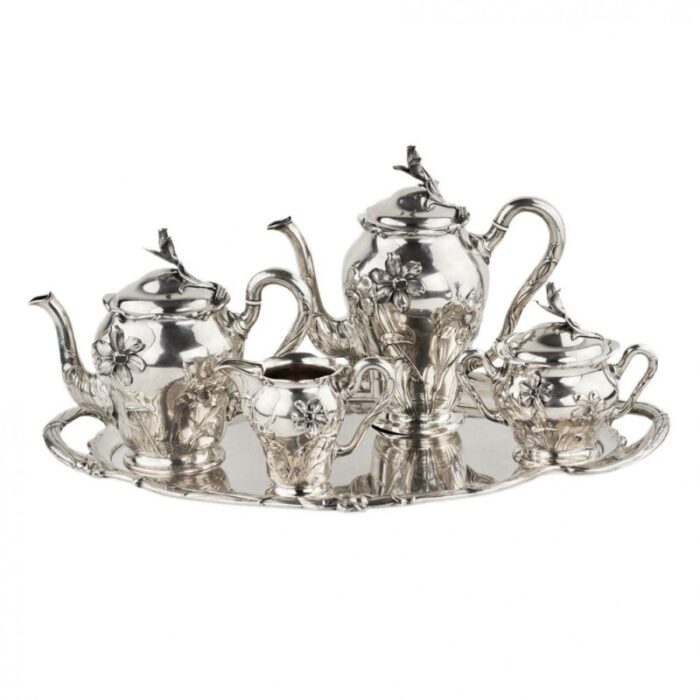 art nouveau silver tea and coffee service from bruckmann 1890s set of 5 1