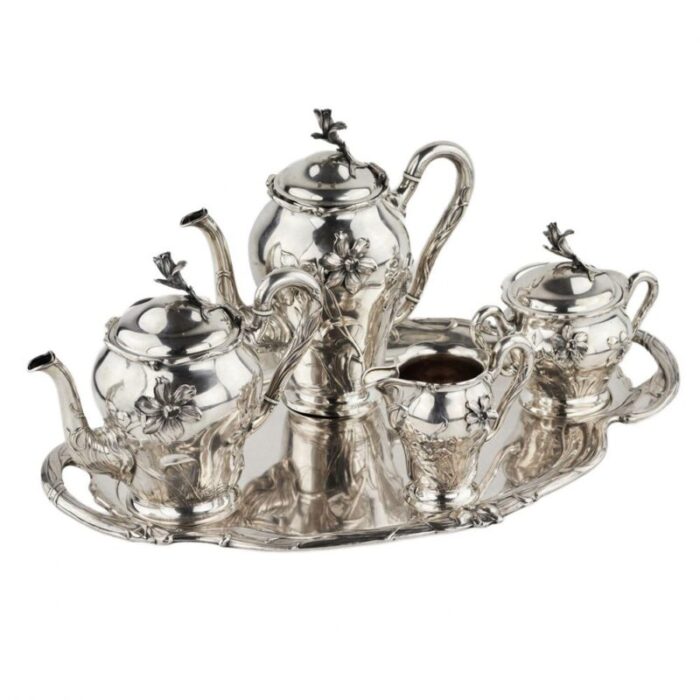 art nouveau silver tea and coffee service from bruckmann 1890s set of 5 4