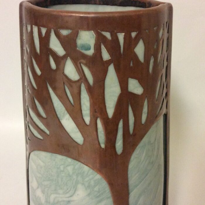 art nouveau vase in ceramic with copper decoration 1890s 4