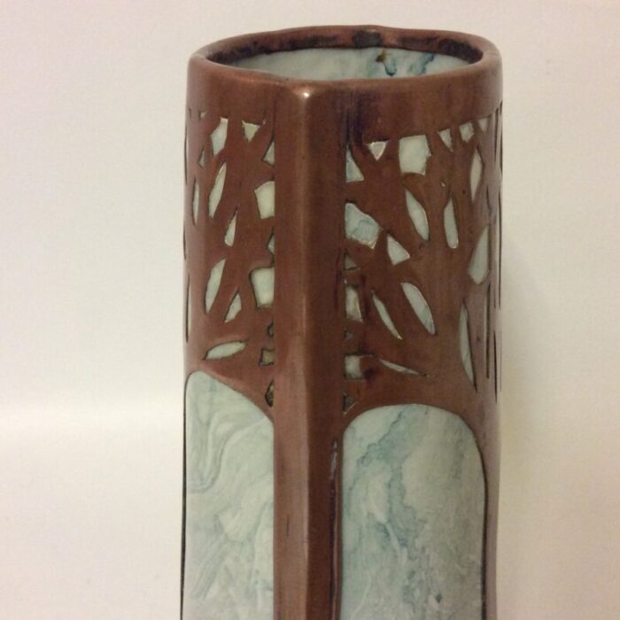 art nouveau vase in ceramic with copper decoration 1890s 5