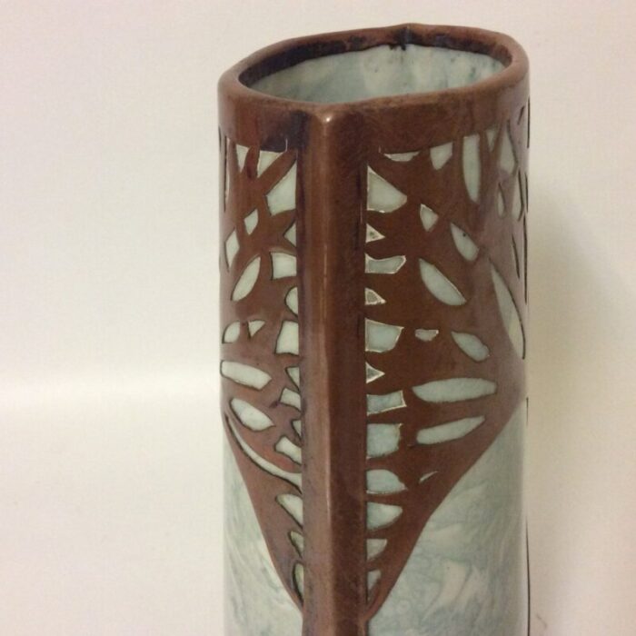 art nouveau vase in ceramic with copper decoration 1890s 6