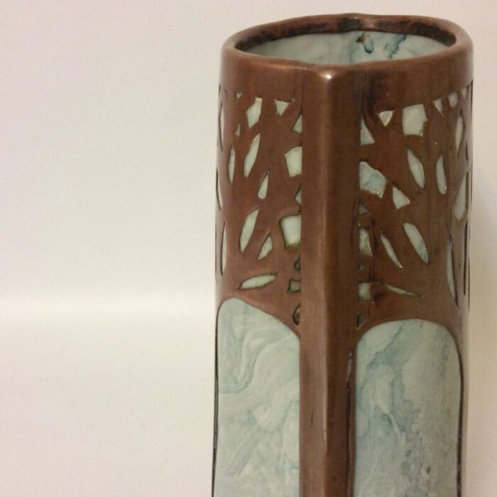 art nouveau vase in ceramic with copper decoration 1890s 7