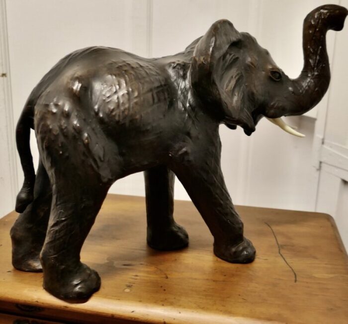 arts and crafts elephant model in leather 1930 1