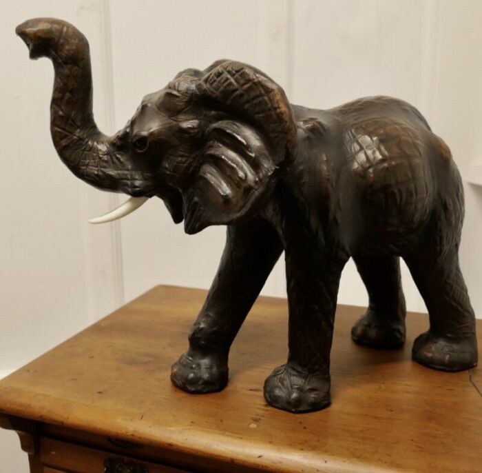 arts and crafts elephant model in leather 1930 5