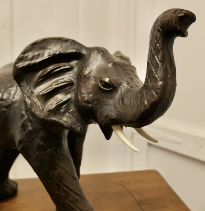 arts and crafts elephant model in leather 1930 7