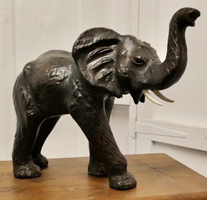 arts and crafts elephant model in leather 1930 8