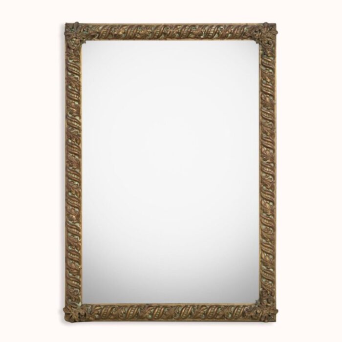 arts crafts style rectangular copper mirror 1