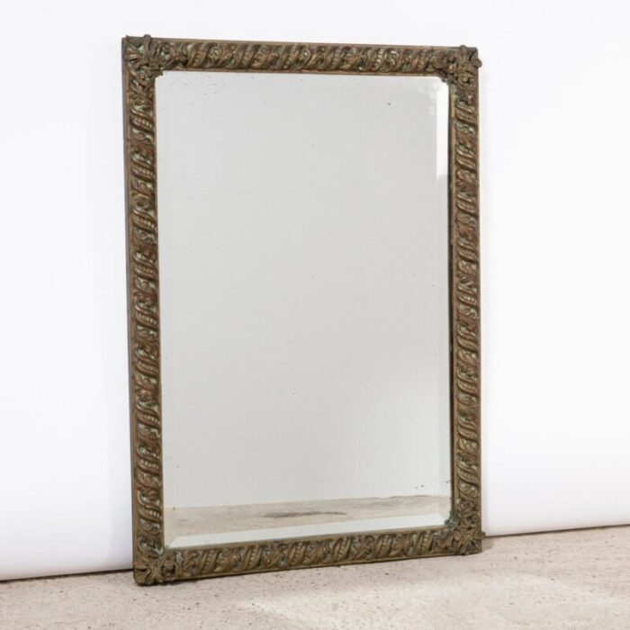 arts crafts style rectangular copper mirror 2