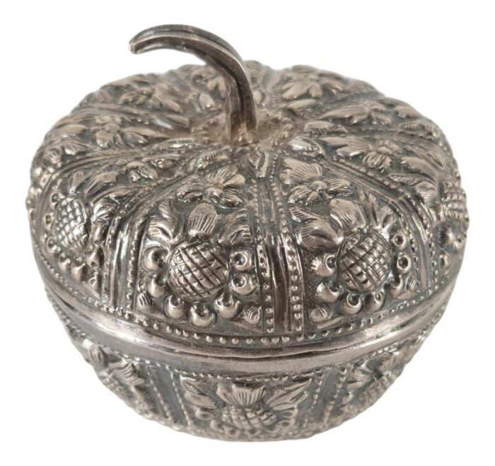 asian repousse silver betel nut box 1