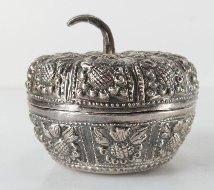 asian repousse silver betel nut box 2