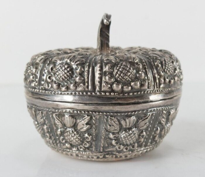 asian repousse silver betel nut box 3