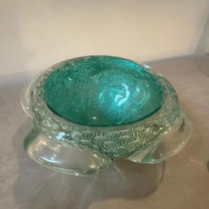 barovier green and gold bullicante murano glass ashtray and pestle 1960s 3