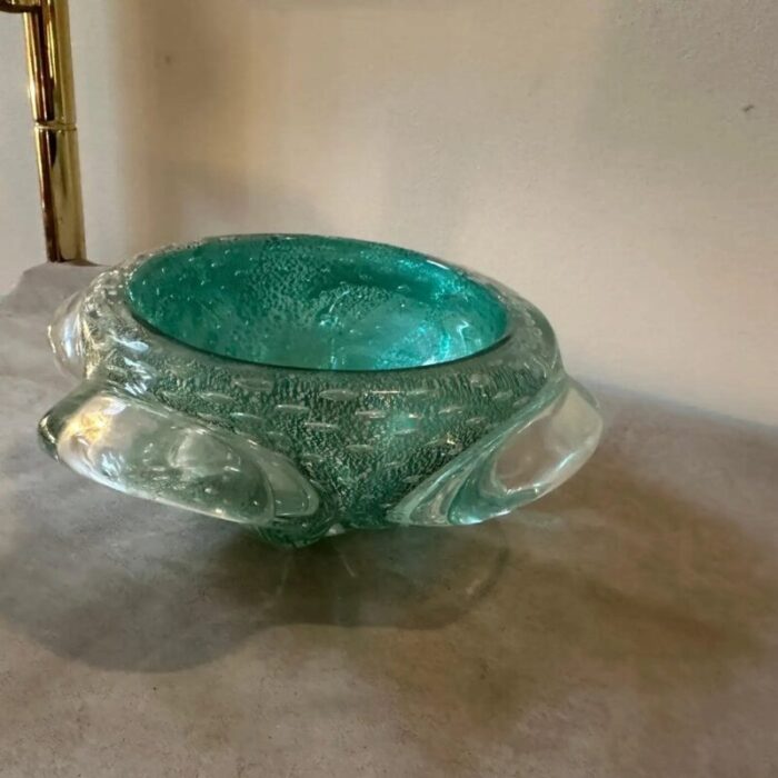 barovier green and gold bullicante murano glass ashtray and pestle 1960s 4