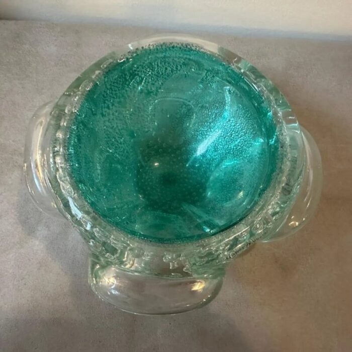 barovier green and gold bullicante murano glass ashtray and pestle 1960s 5