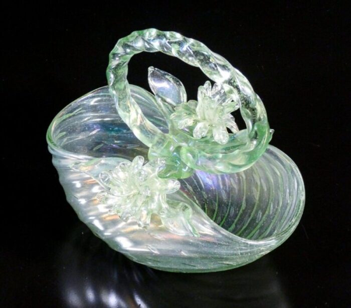 basket in opalescent blown glass attributed to archimede seguso 1950s 2