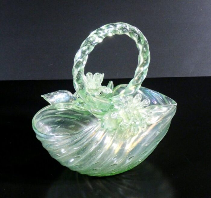 basket in opalescent blown glass attributed to archimede seguso 1950s 3