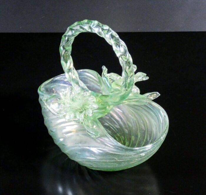 basket in opalescent blown glass attributed to archimede seguso 1950s 4