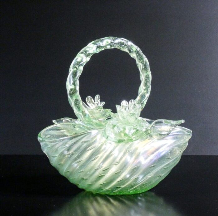 basket in opalescent blown glass attributed to archimede seguso 1950s 6