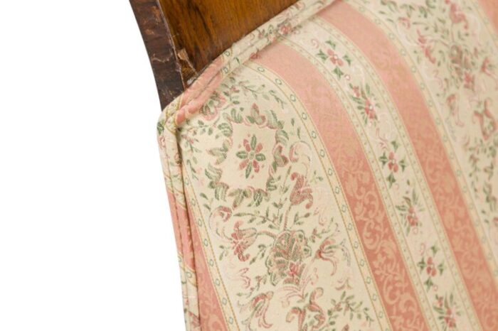 biedermeier mahogany veneer pink and pale green damask upholstered chaise 9033