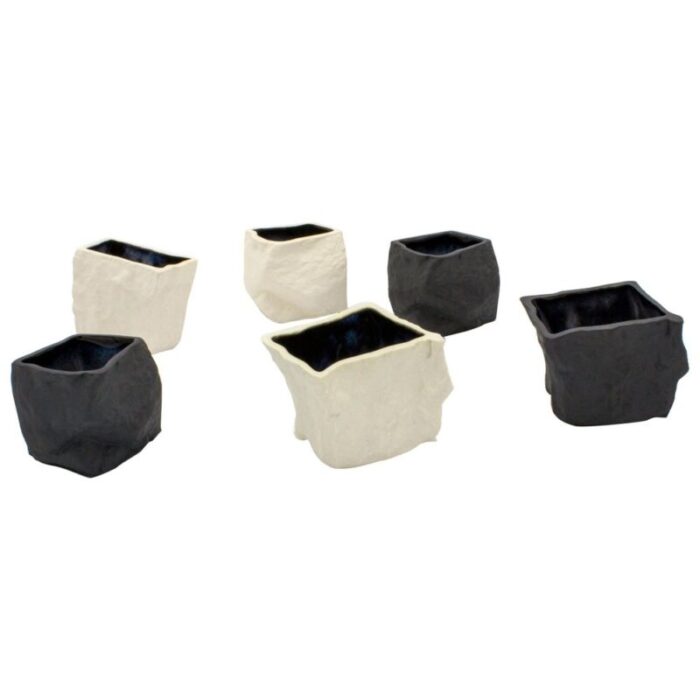 black and white cups by craig barrow set of 6 1