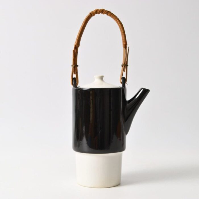 black and white tea or coffee pot by jindriska radova for keramo kozlany 1960s 1