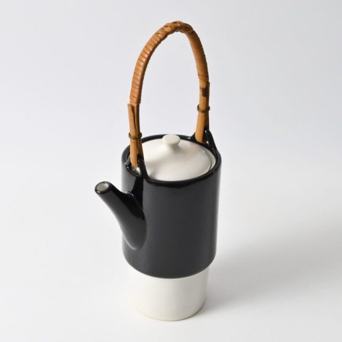 black and white tea or coffee pot by jindriska radova for keramo kozlany 1960s 2