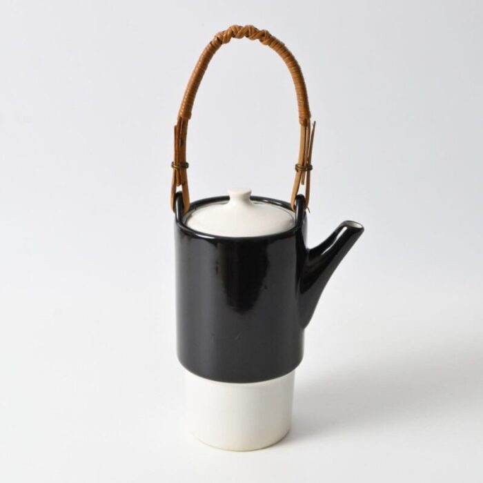 black and white tea or coffee pot by jindriska radova for keramo kozlany 1960s 3