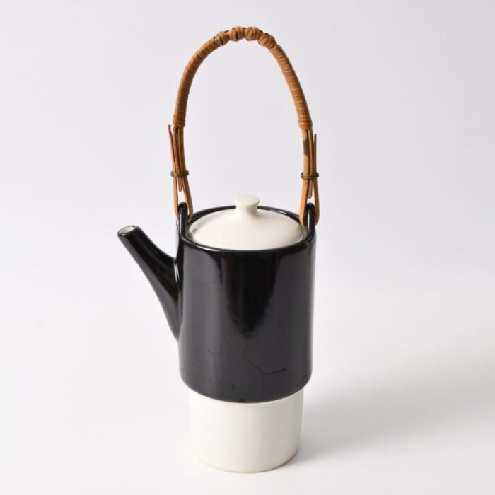 black and white tea or coffee pot by jindriska radova for keramo kozlany 1960s 4