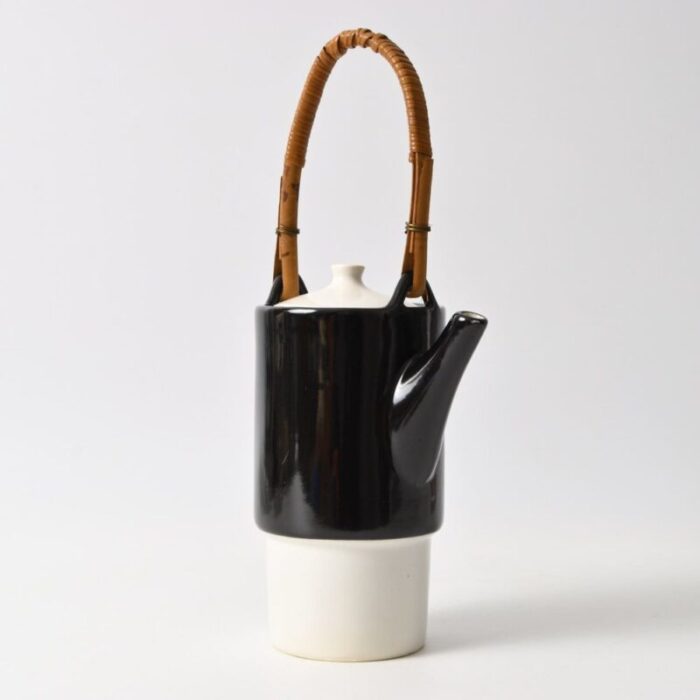 black and white tea or coffee pot by jindriska radova for keramo kozlany 1960s 9