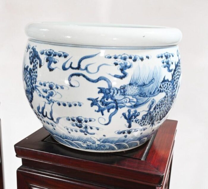 blue and white porcelain fish bowls set of 2 6