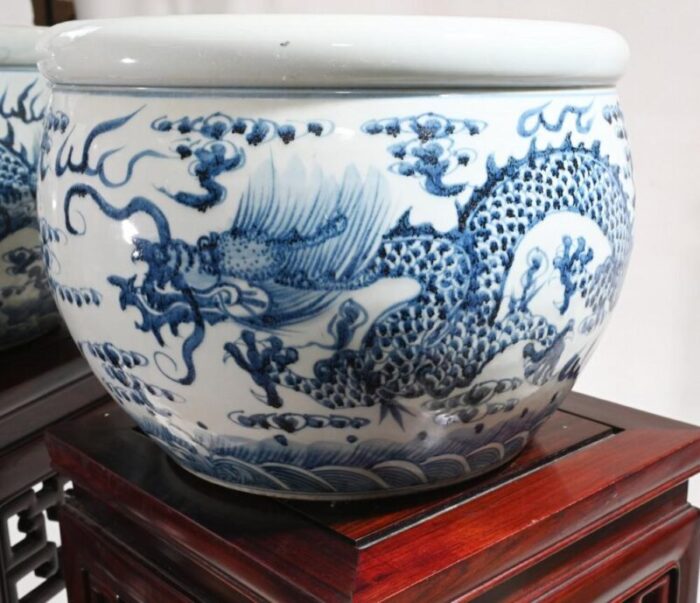 blue and white porcelain fish bowls set of 2 8