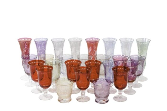 bohemian style crystal glassware set of 26 1