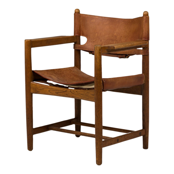 borge mogensen mid century danish leather and oak armchair 4301