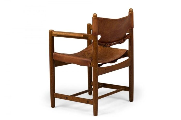 borge mogensen mid century danish leather and oak armchair 8287