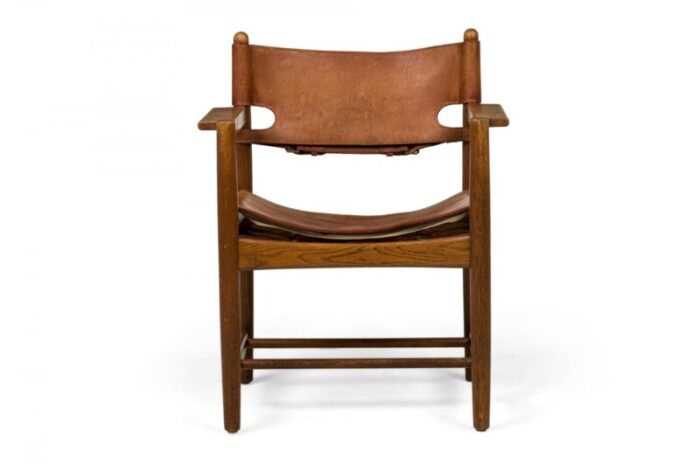 borge mogensen mid century danish leather and oak armchair 8646