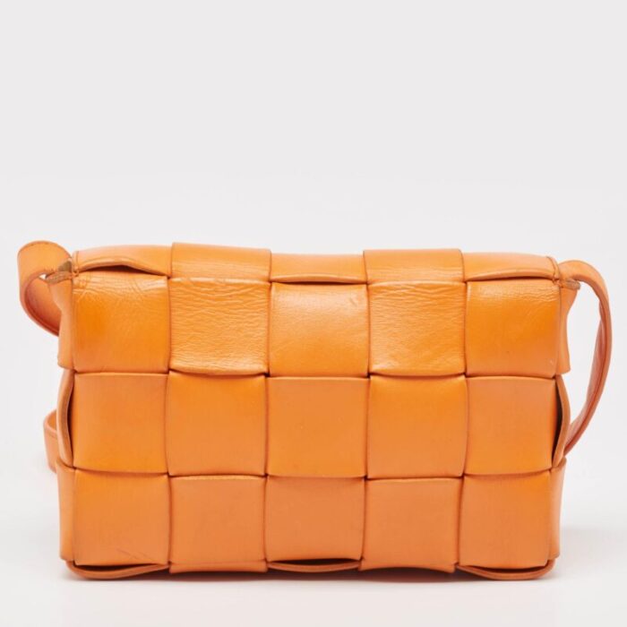 bottega veneta orange intreccio leather cassette shoulder bag 1229