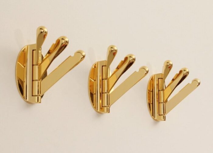 brass triple folding wall coat rack 1970s 1