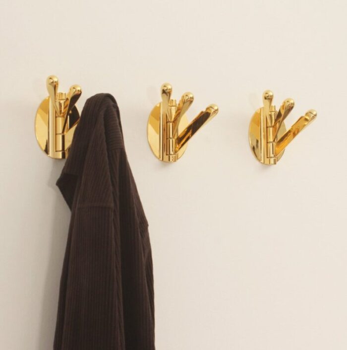 brass triple folding wall coat rack 1970s 10