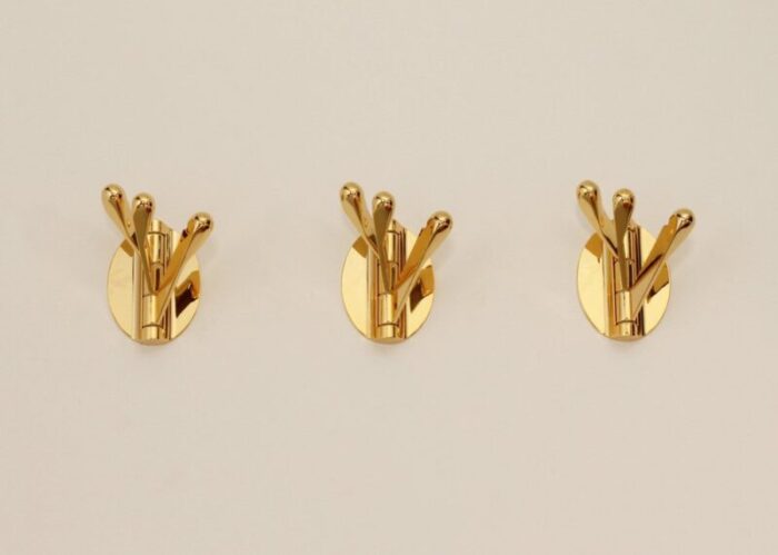 brass triple folding wall coat rack 1970s 5