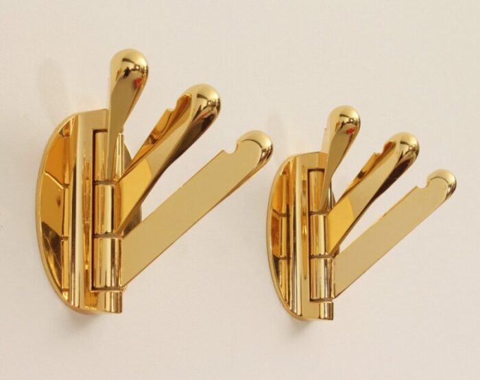 brass triple folding wall coat rack 1970s 8