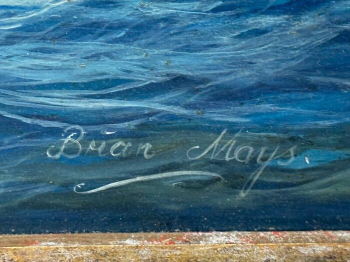 british large oil painting seascape admirals cup yacht cross channel race 1969 off cowes isle wight framed 4853