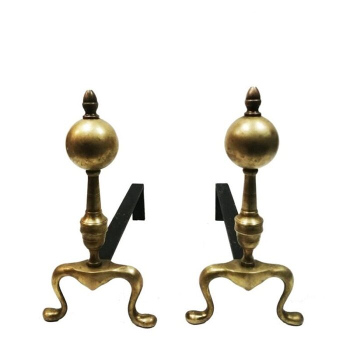 bronze and wrought iron chimney morillos 1940 set of 2 1