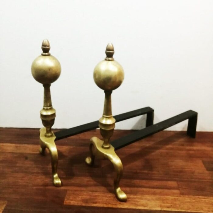 bronze and wrought iron chimney morillos 1940 set of 2 2